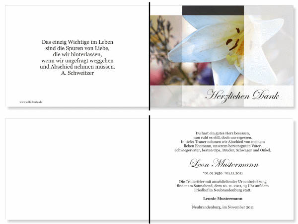  Danksagungskarten Trauer