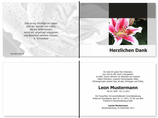  Danksagungskarten Trauer