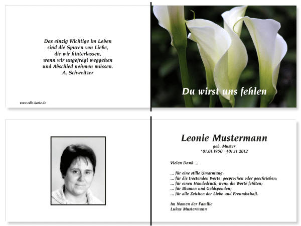  Danksagungskarten Trauer