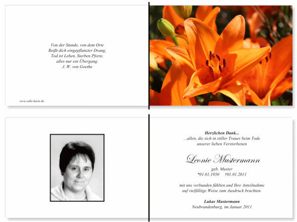  Danksagungskarten Trauer