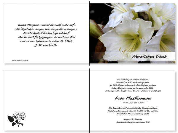  Danksagungskarten Trauer