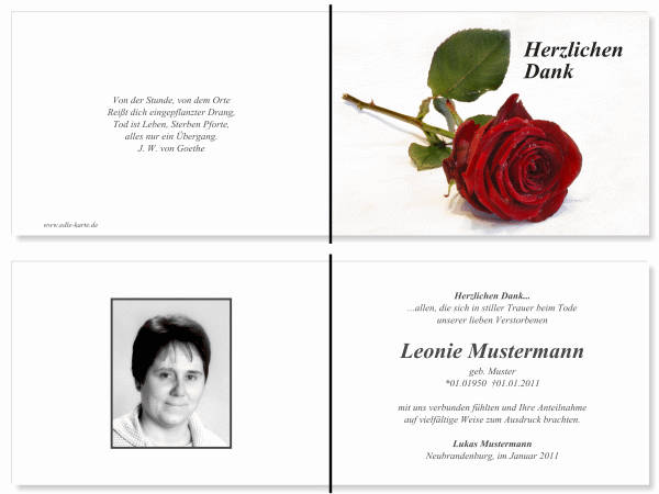  Danksagungskarten Trauer