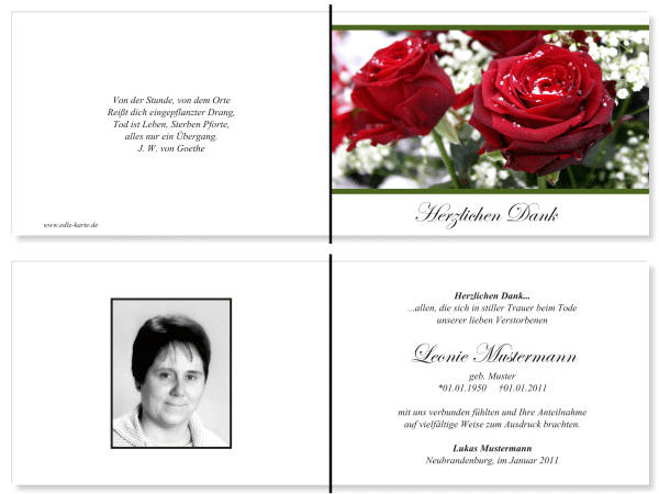  Danksagungskarten Trauer