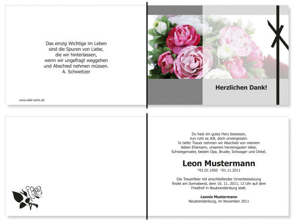  Danksagungskarten Trauer