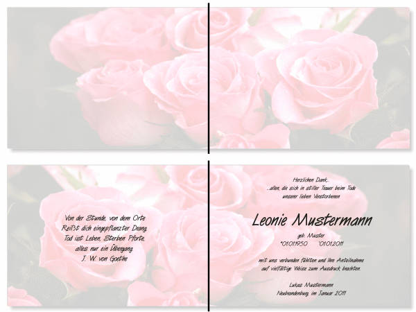  Danksagungskarten Trauer
