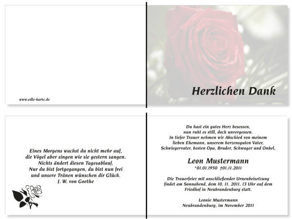  Danksagungskarten Trauer