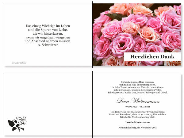  Danksagungskarten Trauer