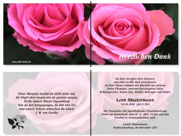  Danksagungskarten Trauer