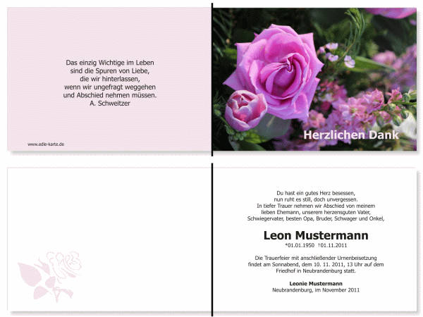  Danksagungskarten Trauer