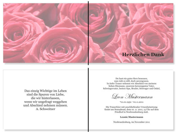  Danksagungskarten Trauer