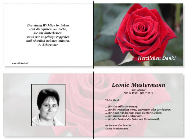  Danksagungskarten Trauer