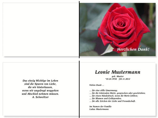  Danksagungskarten Trauer