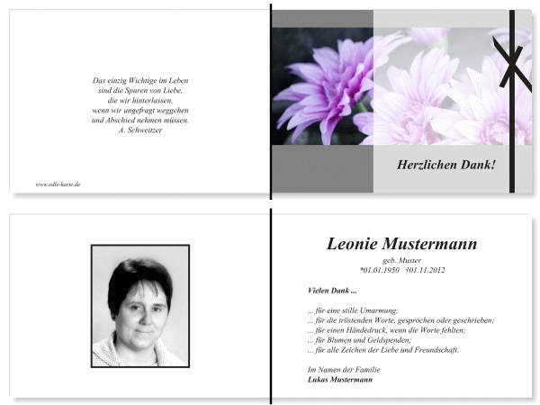  Danksagungskarten Trauer