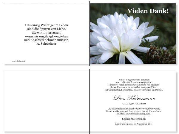  Danksagungskarten Trauer