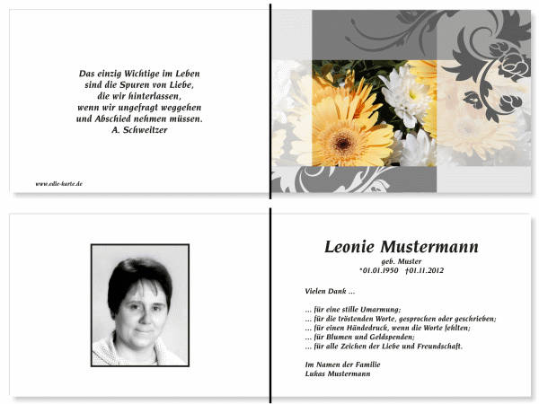  Danksagungskarten Trauer