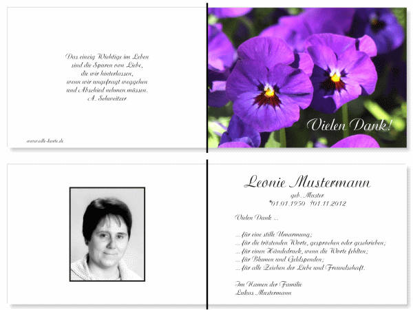  Danksagungskarten Trauer