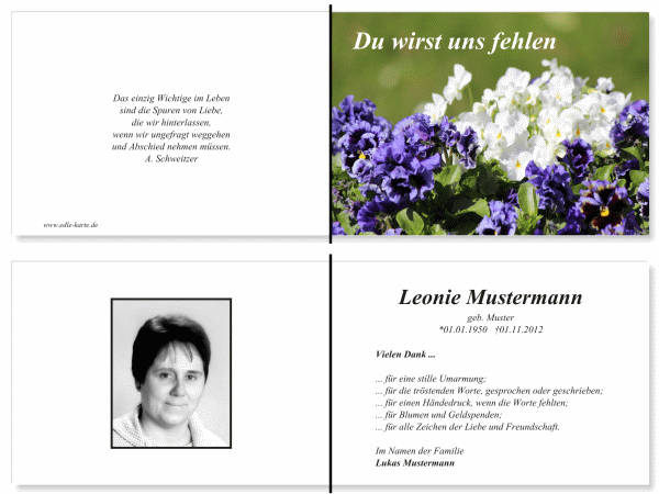  Danksagungskarten Trauer