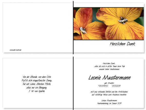  Danksagungskarten Trauer