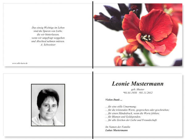  Danksagungskarten Trauer