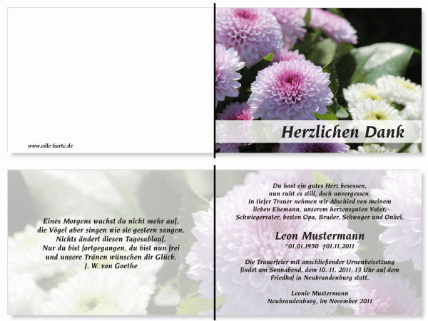  Danksagungskarten Trauer