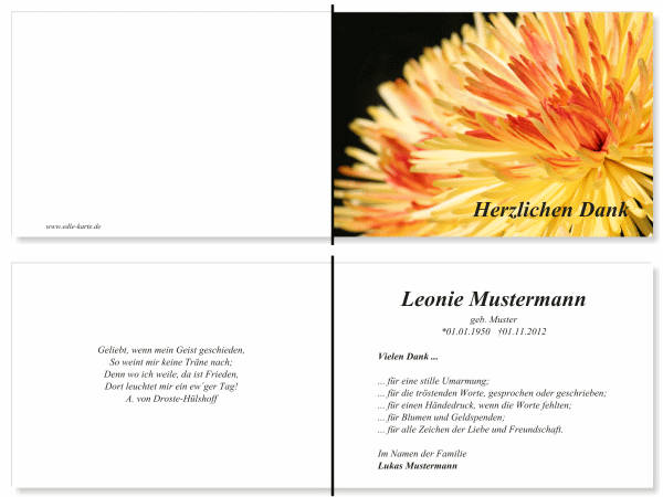  Danksagungskarten Trauer