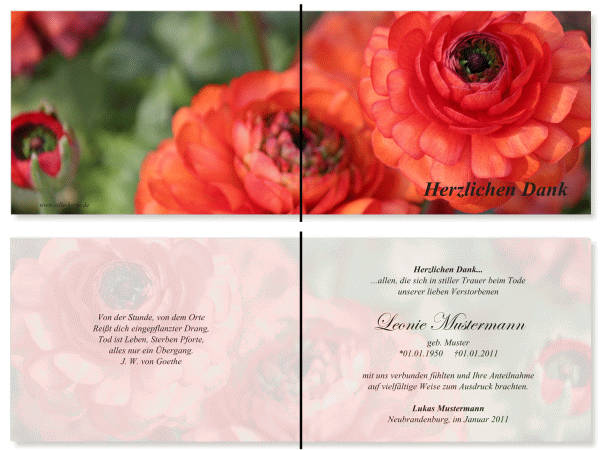  Danksagungskarten Trauer