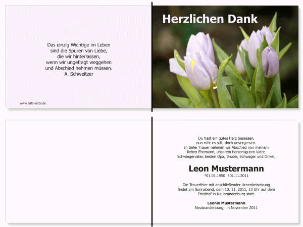  Danksagungskarten Trauer